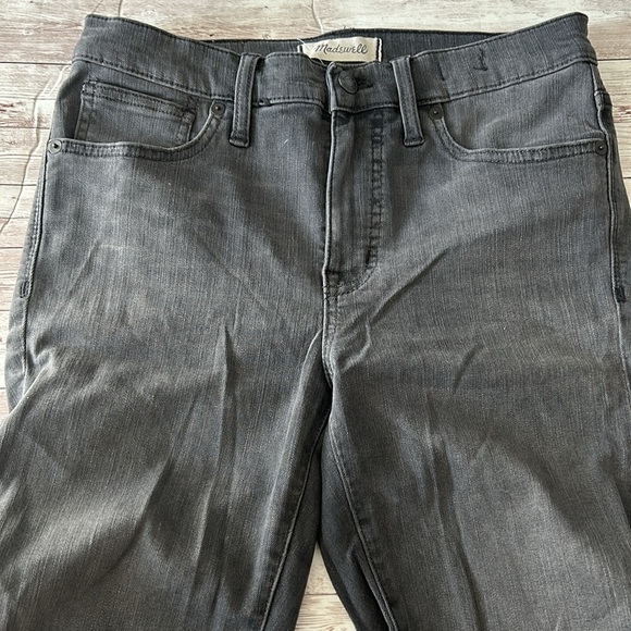Madewell Faded Black Dark Grey 9” High Rise Skinny Step Raw Hem Jeans - Picture 5 of 14
